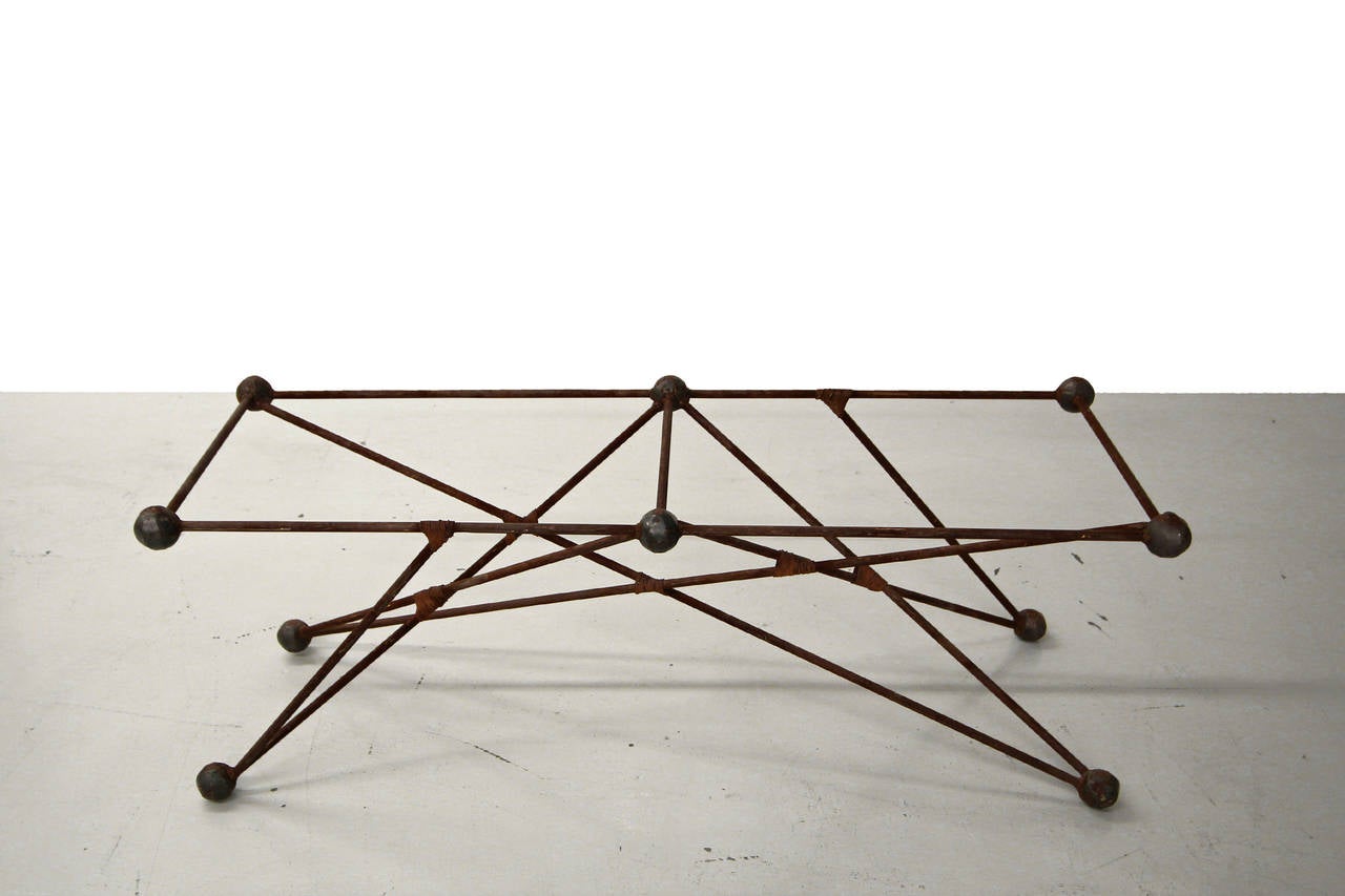 Contemporary Custom Iron Cats Cradle Industrial Coffee Table or Bench