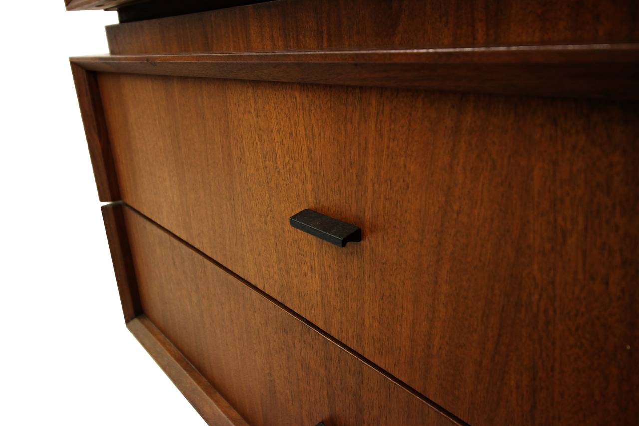 20th Century Midcentury Canadian Two-Piece Brutalist Style Armoire, Dresser or Chest