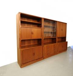 Set of Three Danish Teak Wall Unit Bookcase Shelving by Dyrlund