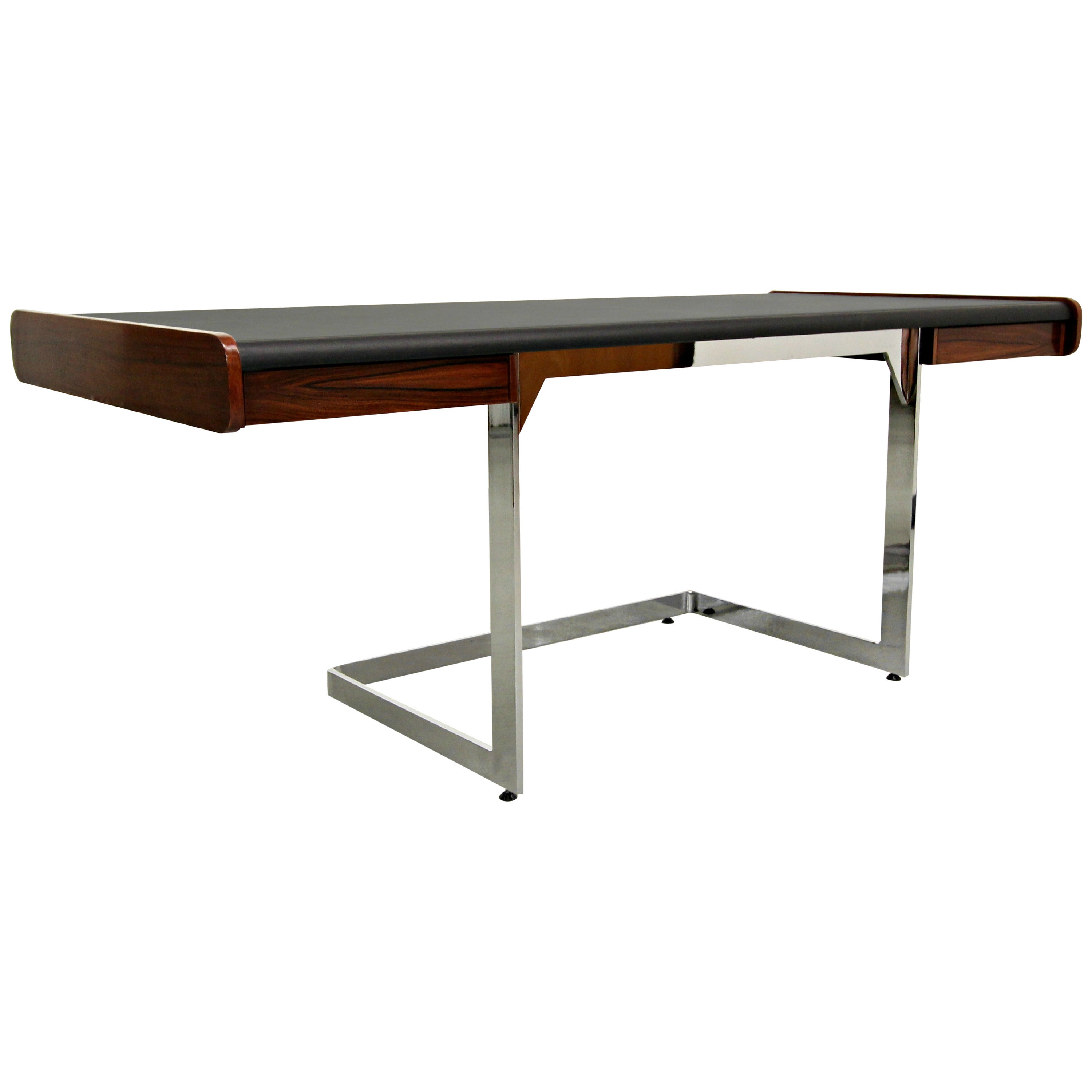 Midcentury Rosewood and Chrome Cantilever Desk by Ste-Marie & Laurent