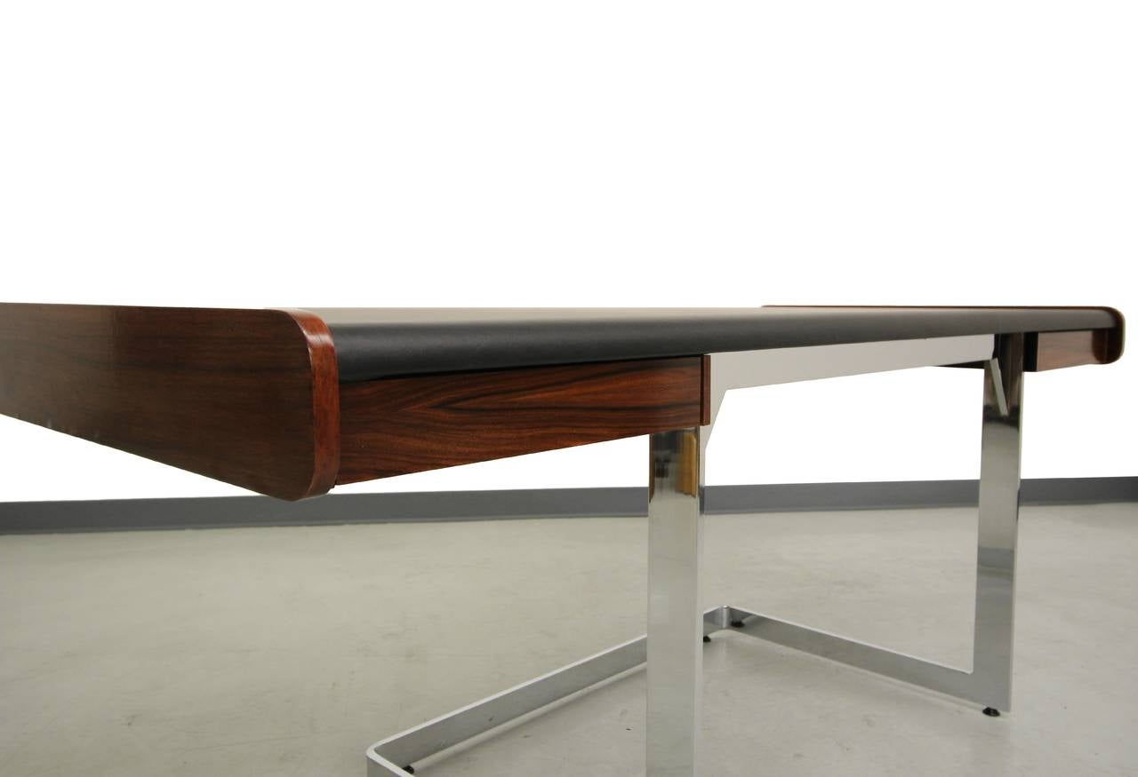 20th Century Midcentury Rosewood and Chrome Cantilever Desk by Ste-Marie & Laurent
