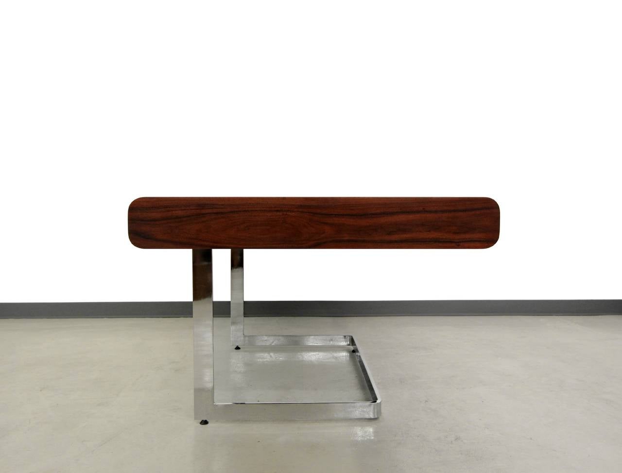 Midcentury Rosewood and Chrome Cantilever Desk by Ste-Marie & Laurent 1