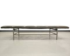 Channeled Leather and Stainless Steel Bench