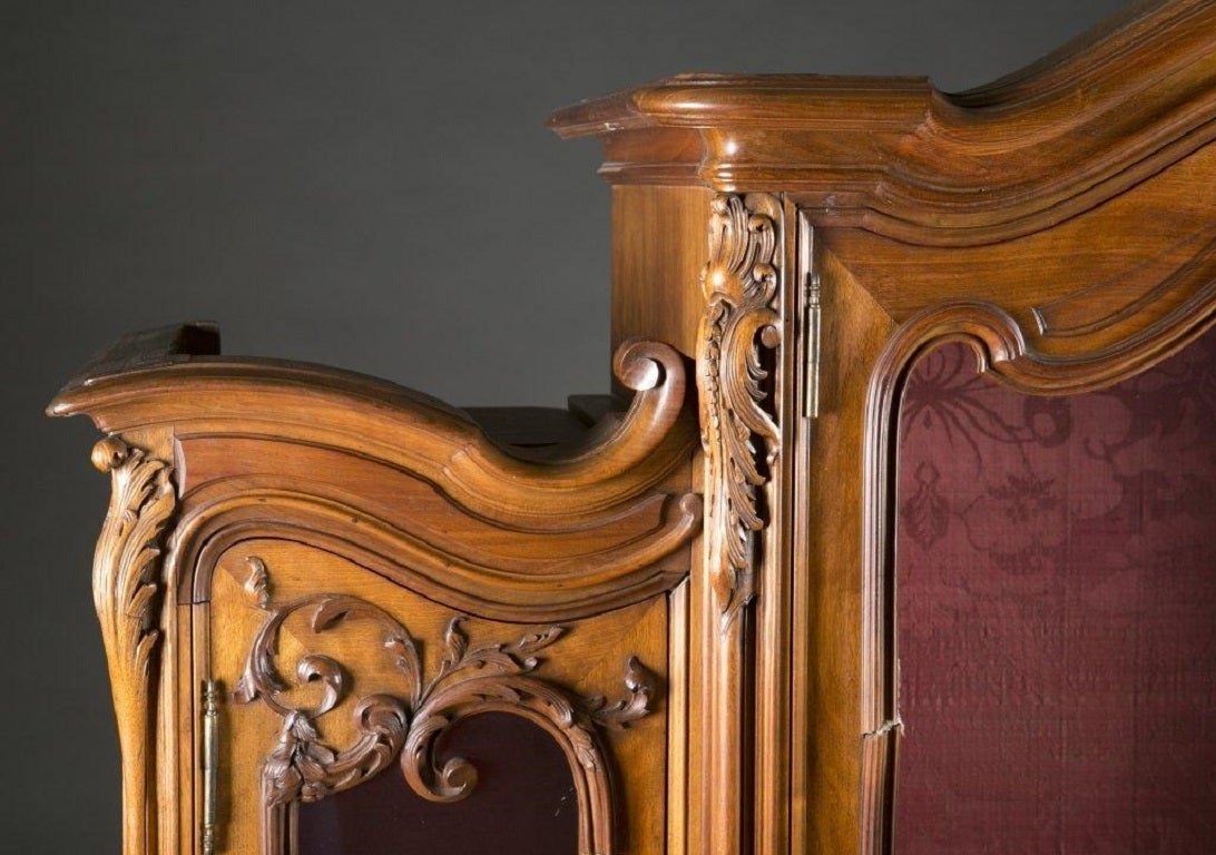 European French Carved Walnut Buffet Cabinet For Sale
