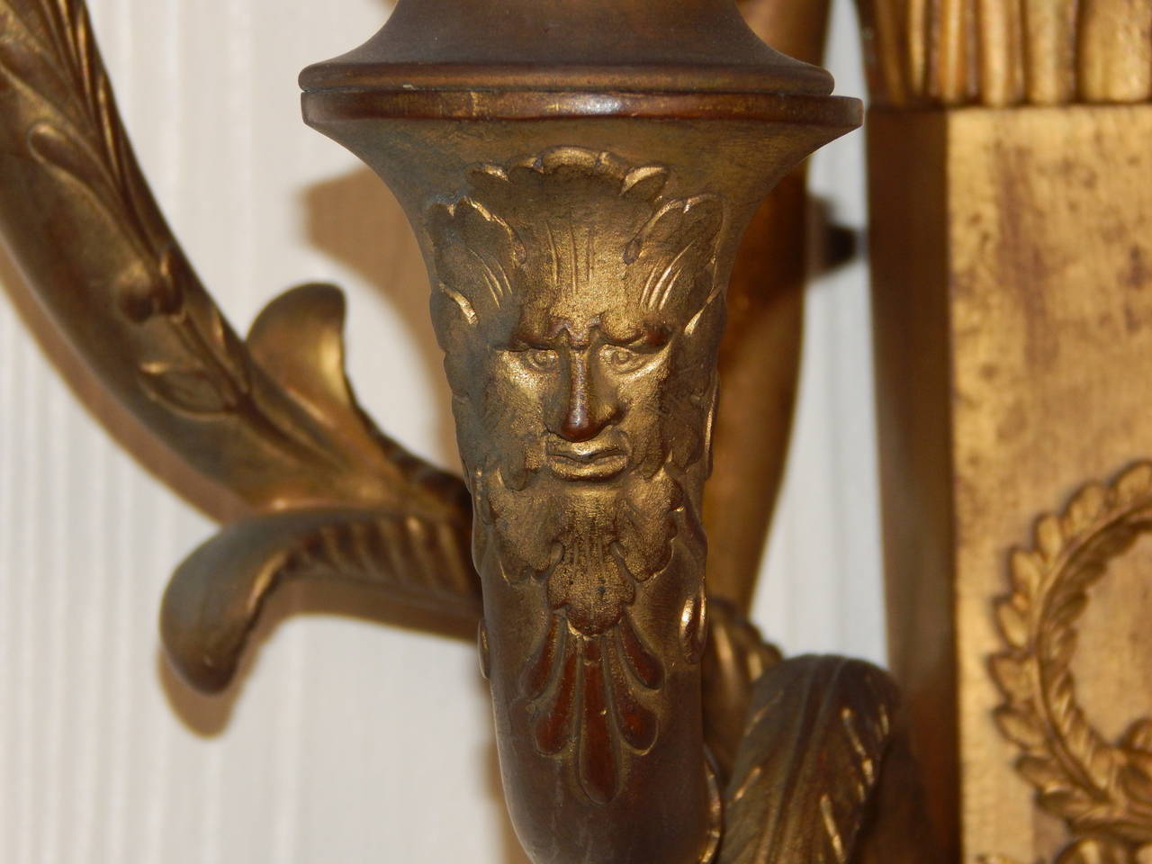  Pair of French Empire Period Bronze Sconces In Good Condition For Sale In Bridgeport, CT
