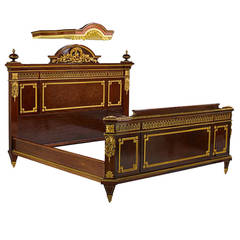 Rare King-Size Bronze-Mounted Mahogany Bed with Canopy by Guillaume Grohe