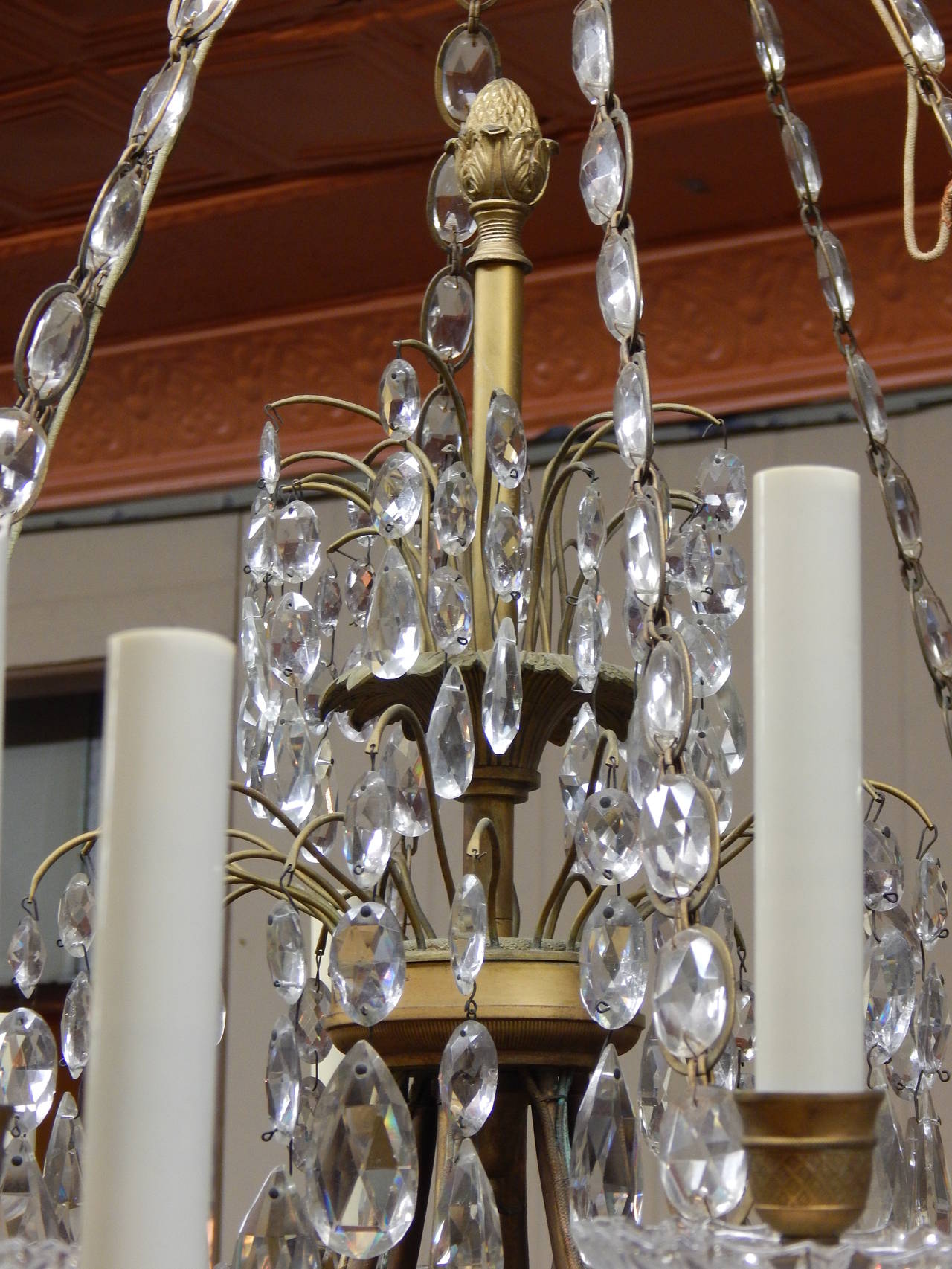 19th Century  Russian Empire Doré Bronze and Crystal Twenty-Four-Light Chandelier For Sale
