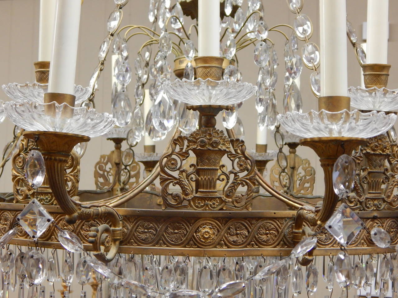 European  Russian Empire Doré Bronze and Crystal Twenty-Four-Light Chandelier For Sale
