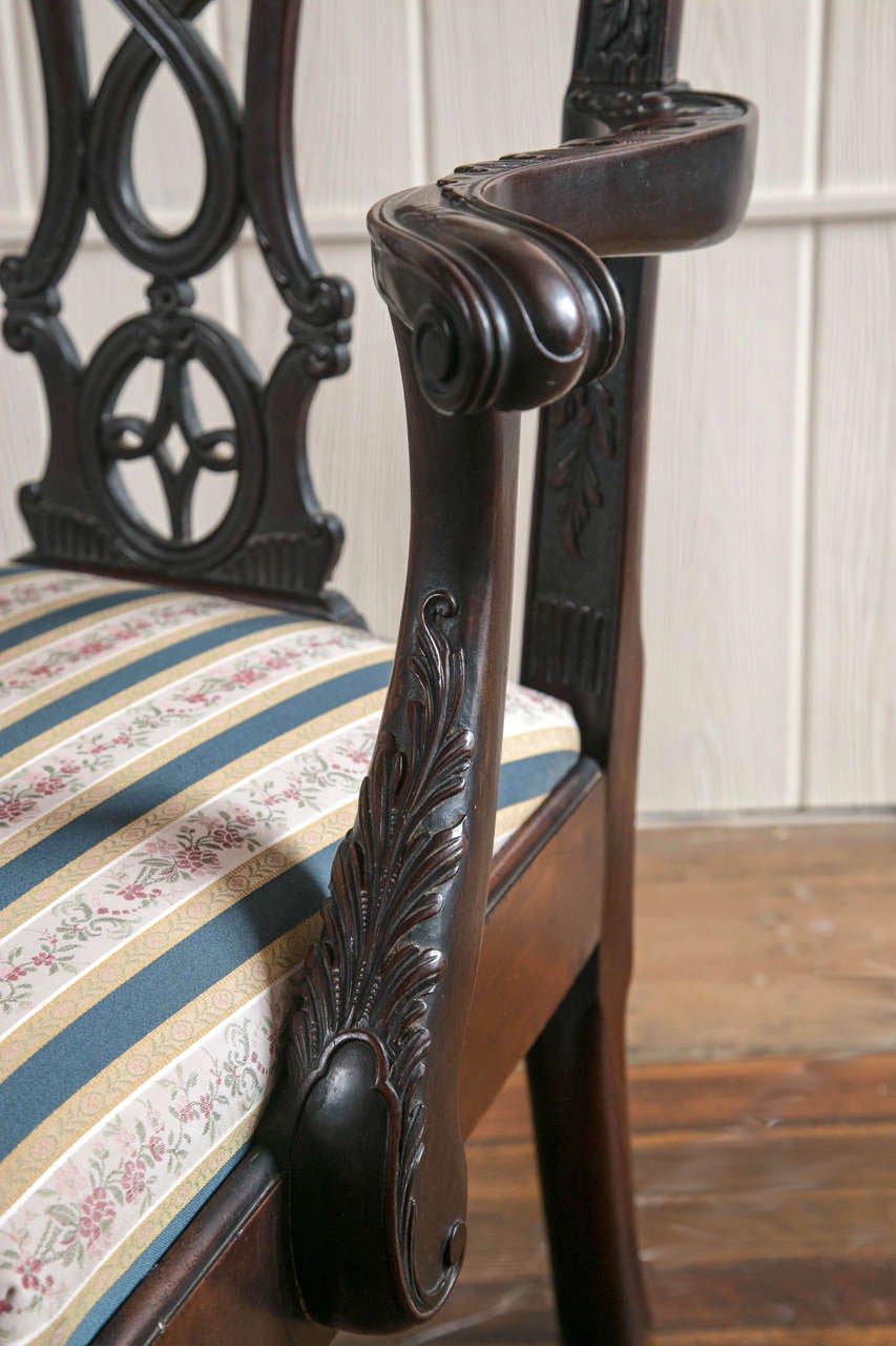 19th Cent.Chippendale Style Carved Mahogany Settee 1