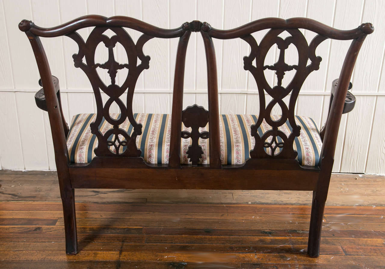 19th Cent.Chippendale Style Carved Mahogany Settee 6