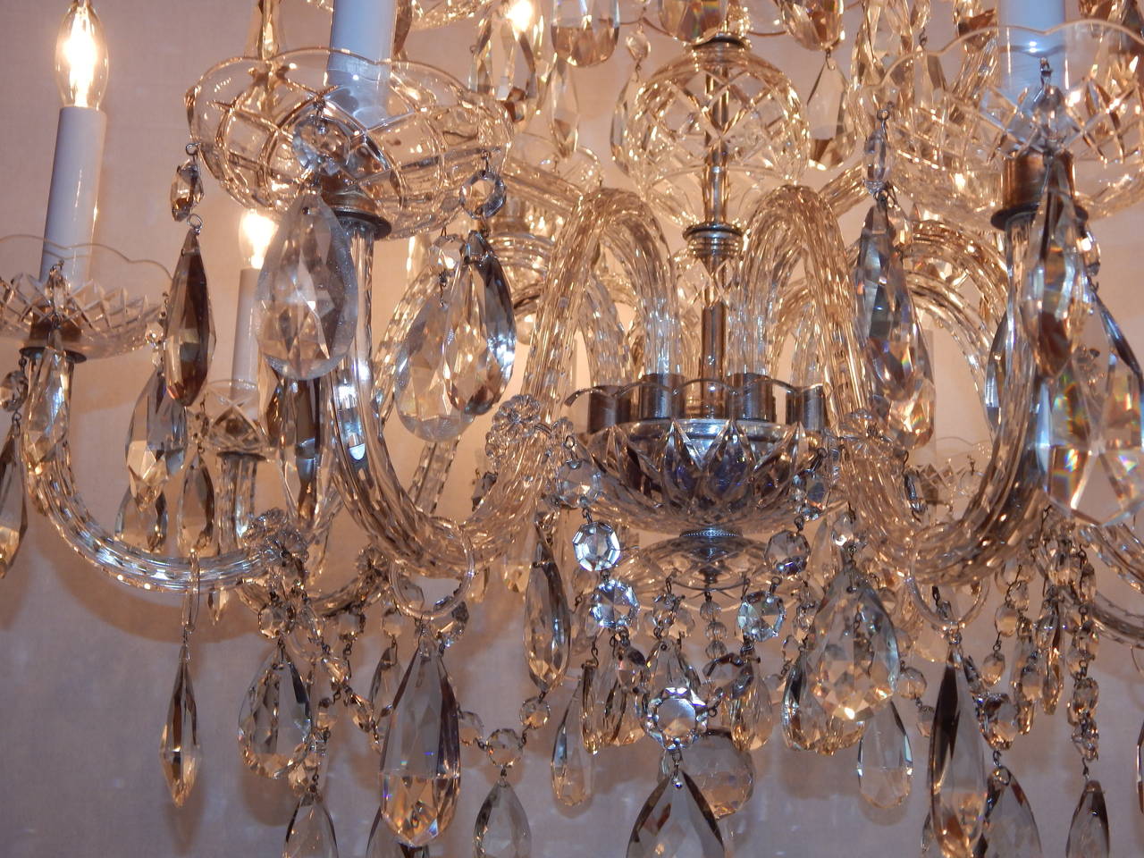 Waterford Style Cut Glass and Crystal Two-Tier, 12-Arm Chandelier 2