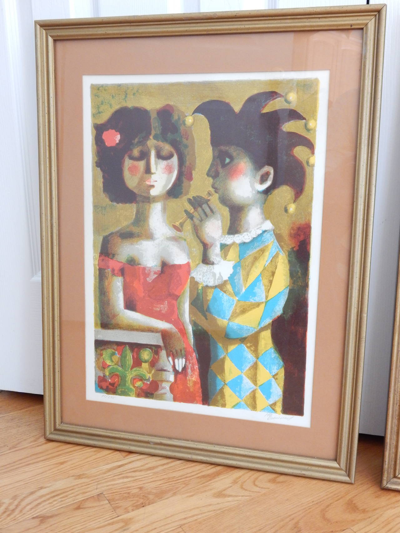 Spanish Pair of Framed Signed and Numbered Lithographs by Pla Domenech