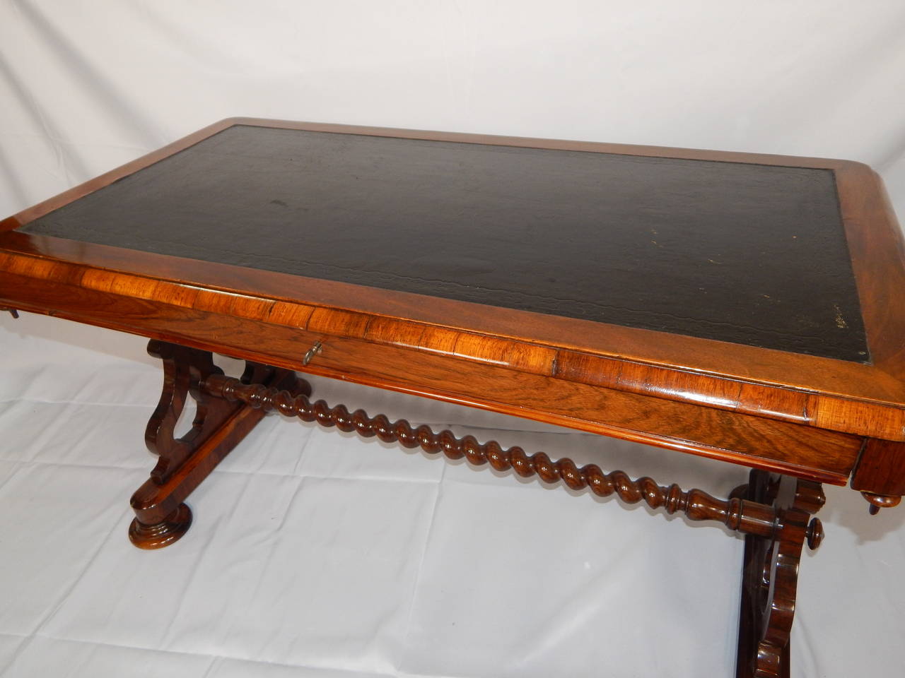 Victorian English Mahogany and Rosewood One-Drawer Writing Table