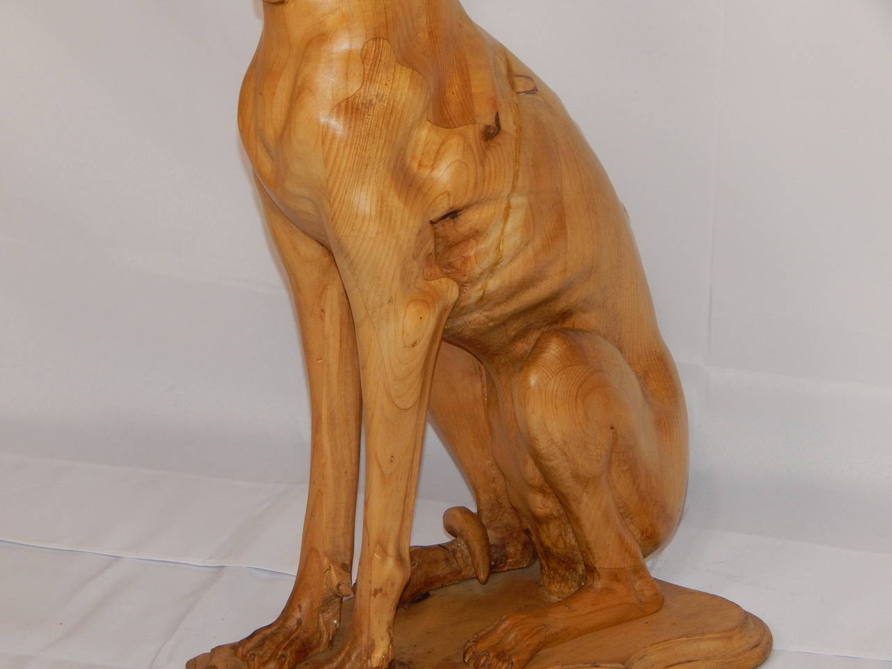 Large Pair of Carved English Pine Whippets For Sale 3