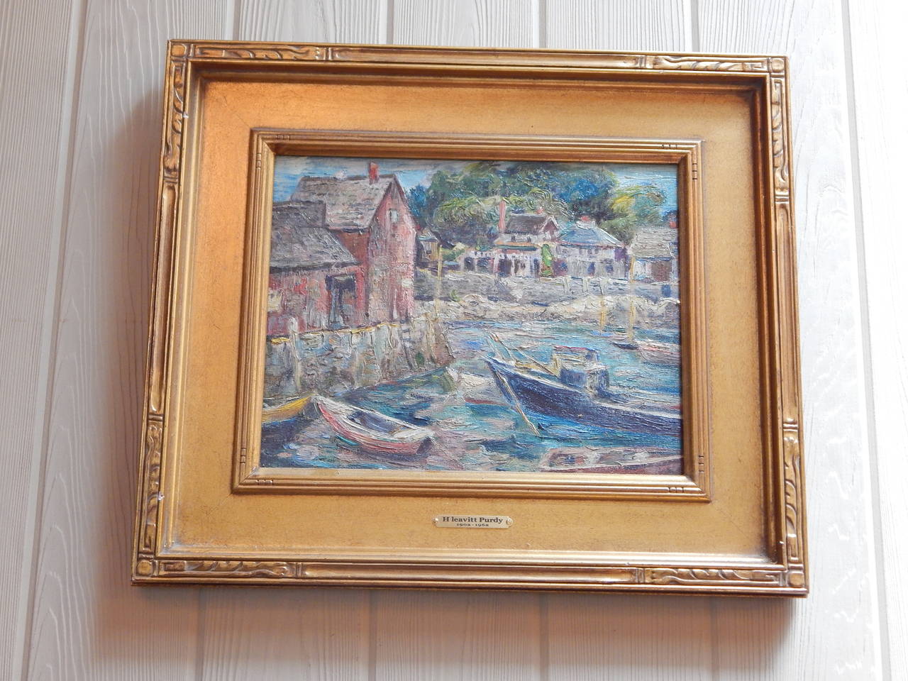 Oil Painting of a Connecticut Harbor, in a gilt wood frame, by
H. Leavitt Purdy
Sight size 10.5