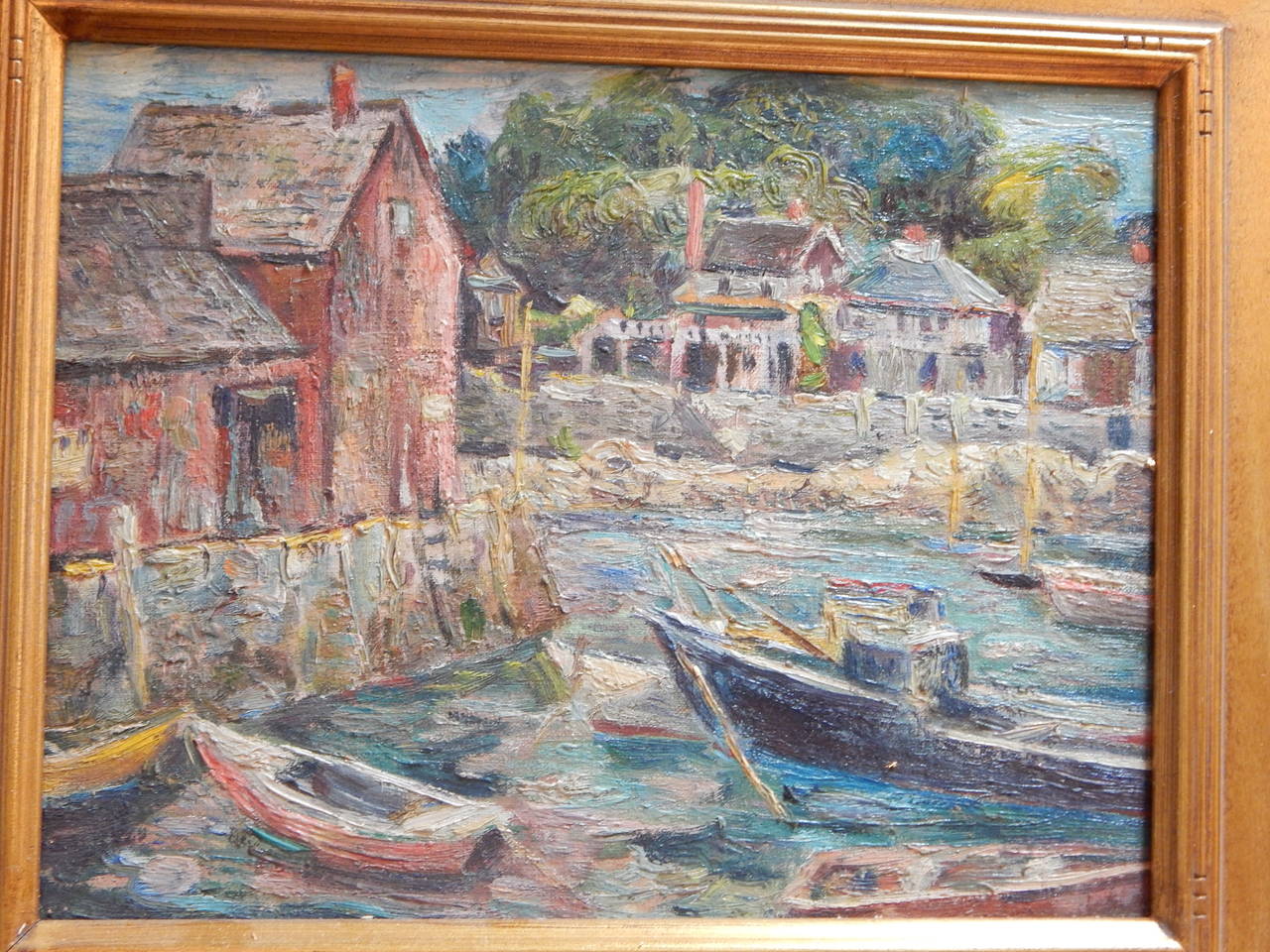 20th Century American Impressionist Painting of a Connecticut Harbor by H. Leavitt Purdy