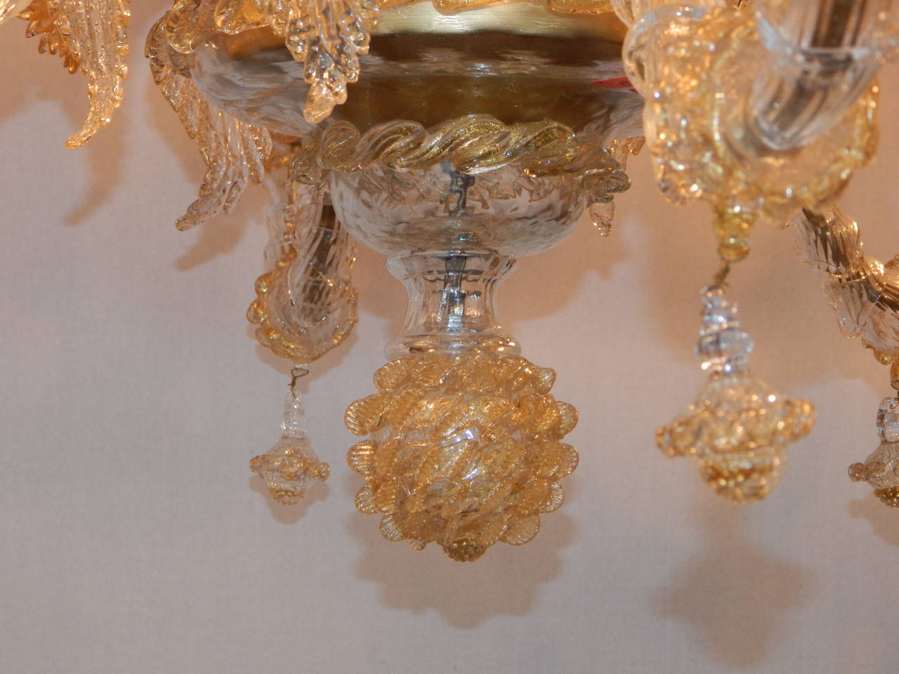 Glass Venetian Six-Arm Chandelier