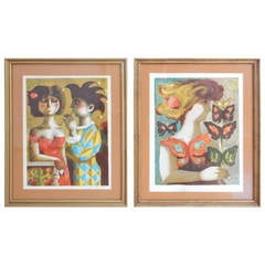 Pair of Framed Signed and Numbered Lithographs by Pla Domenech