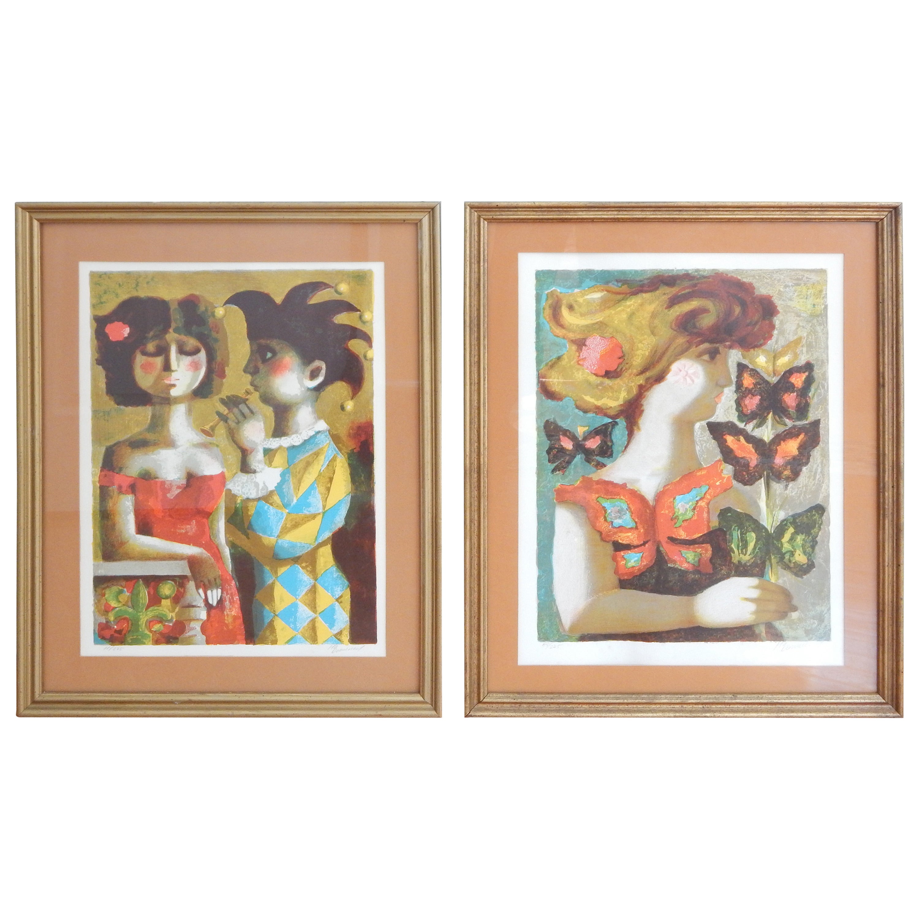 Pair of Framed Signed and Numbered Lithographs by Pla Domenech
