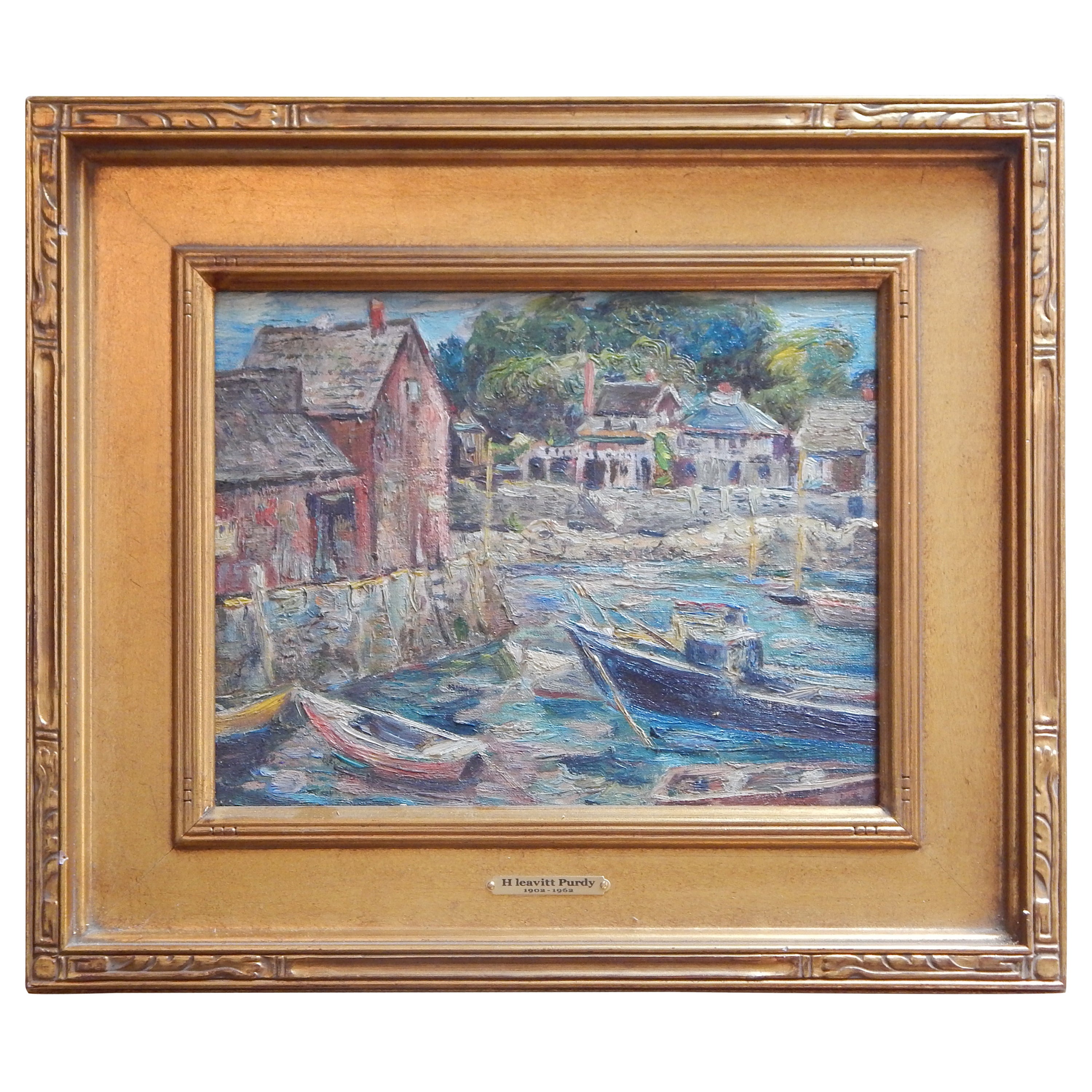 American Impressionist Painting of a Connecticut Harbor by H. Leavitt Purdy