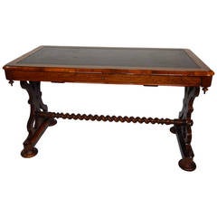 Antique English Mahogany and Rosewood One-Drawer Writing Table