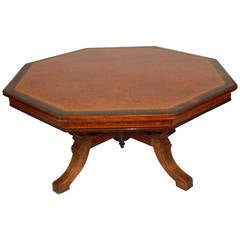 English Burl Walnut and Calamander Inlaid Coffee Table