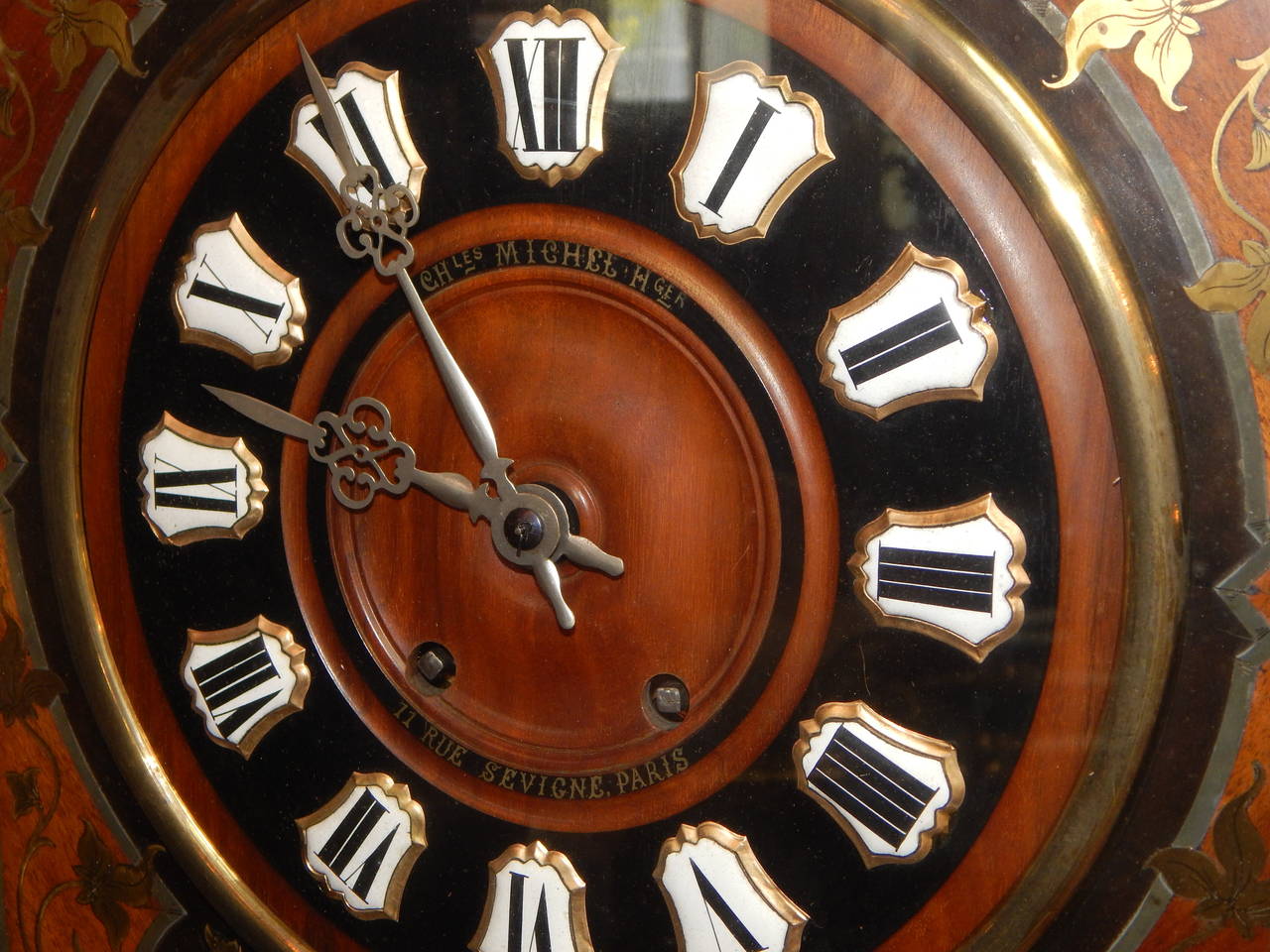 Fine 19th Century Inlaid Baker's Clock In Good Condition In Bridgeport, CT