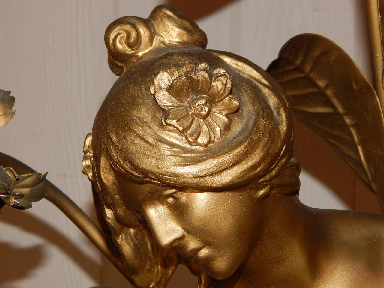 art nouveau newel post lamp