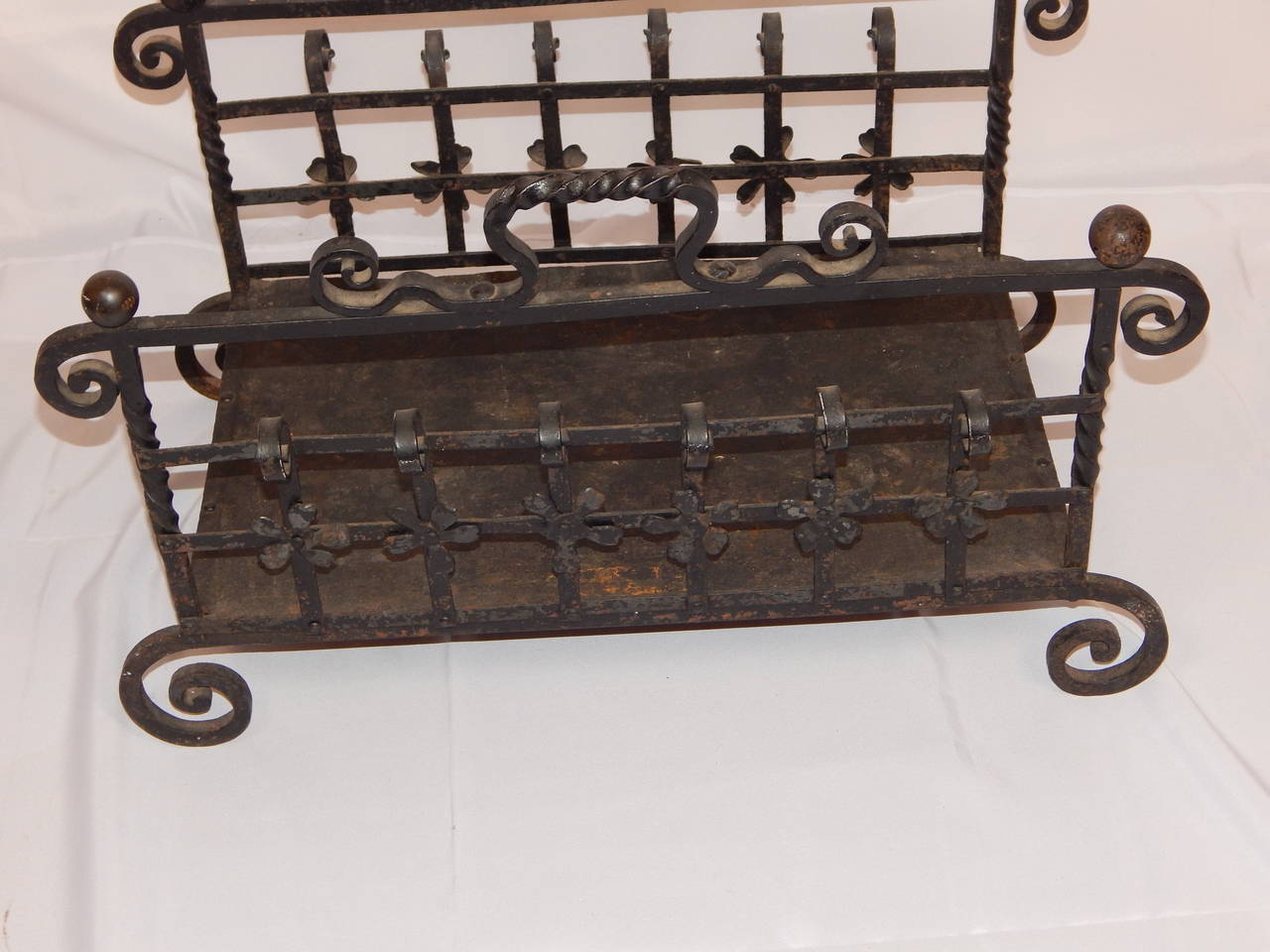19th Century Antique Wrought Iron Log Holder
