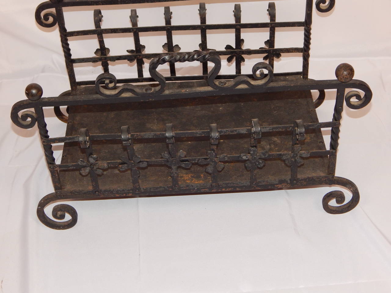 Antique Wrought Iron Log Holder at 1stDibs