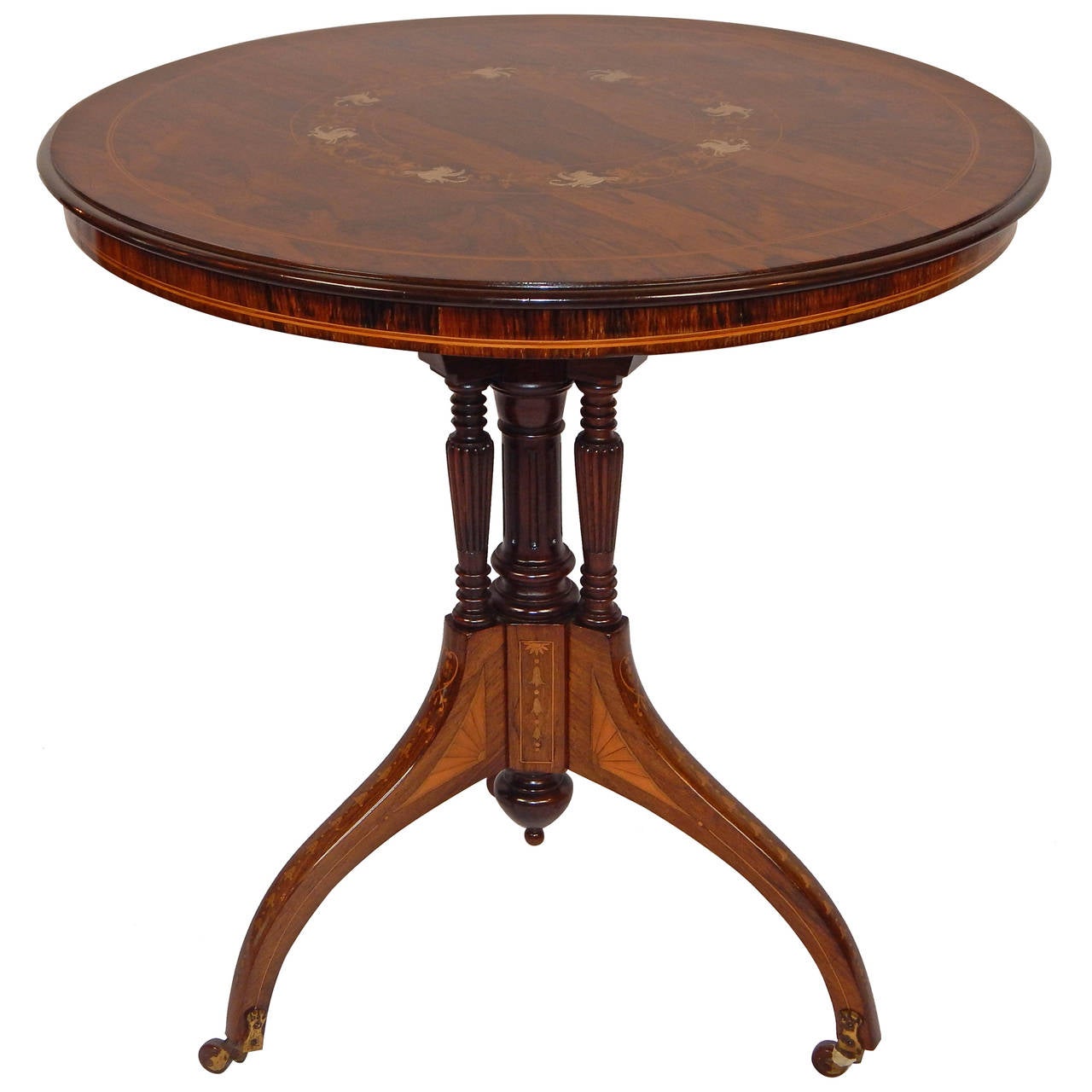 English Edwardian Inlaid Rosewood Side Table For Sale at 1stDibs