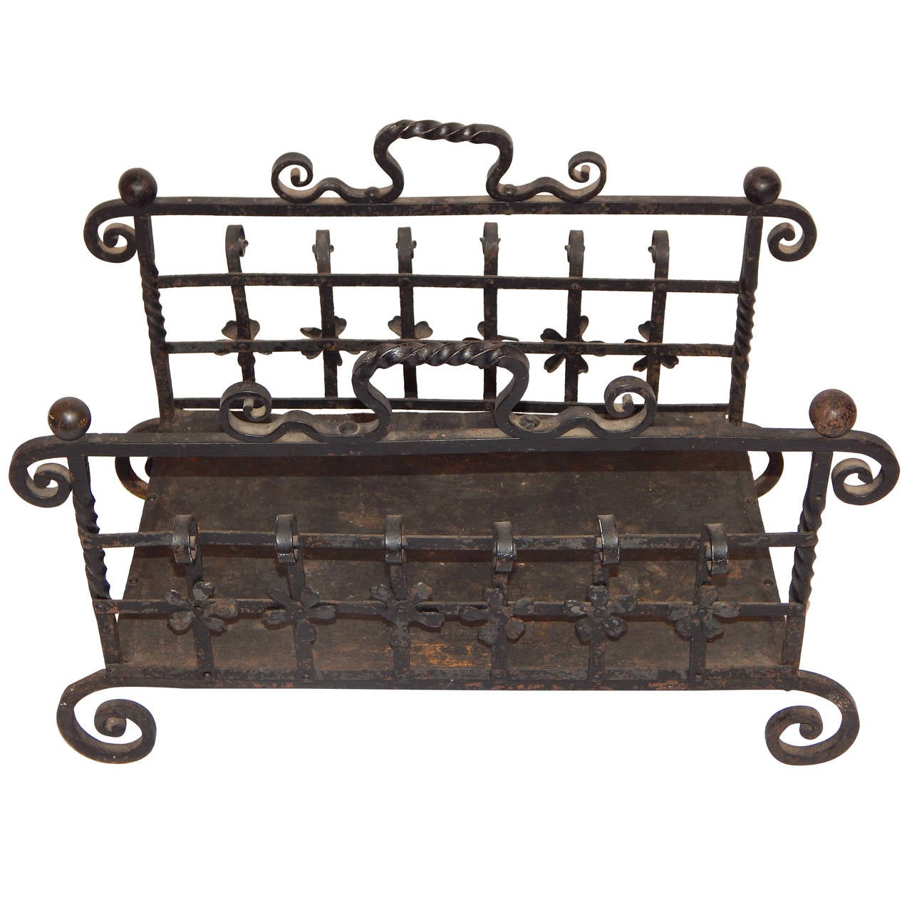 Antique Wrought Iron Log Holder at 1stDibs