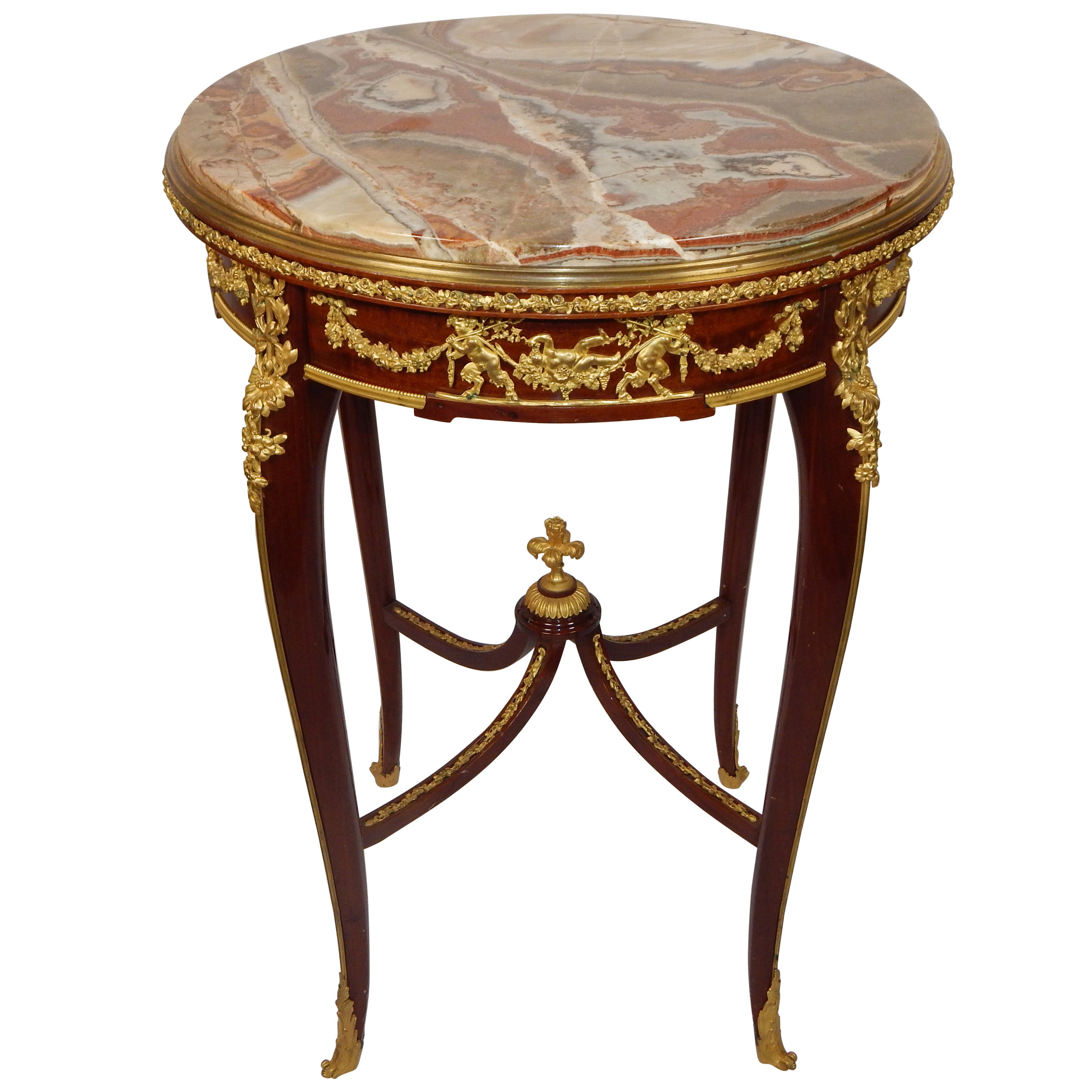 Louis XV Style Bronze Mounted, Marble-Top Side Table by François Linke For Sale