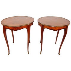 Pair of Louis XV Style Inlaid Bouillotte Tables