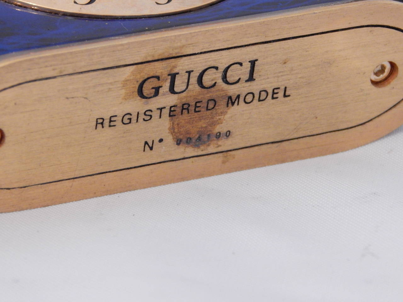 20th Century Rare Lapis Color Enamel Gucci Travel Clock