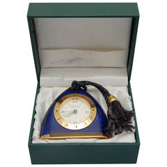 Rare Lapis Color Enamel Gucci Travel Clock