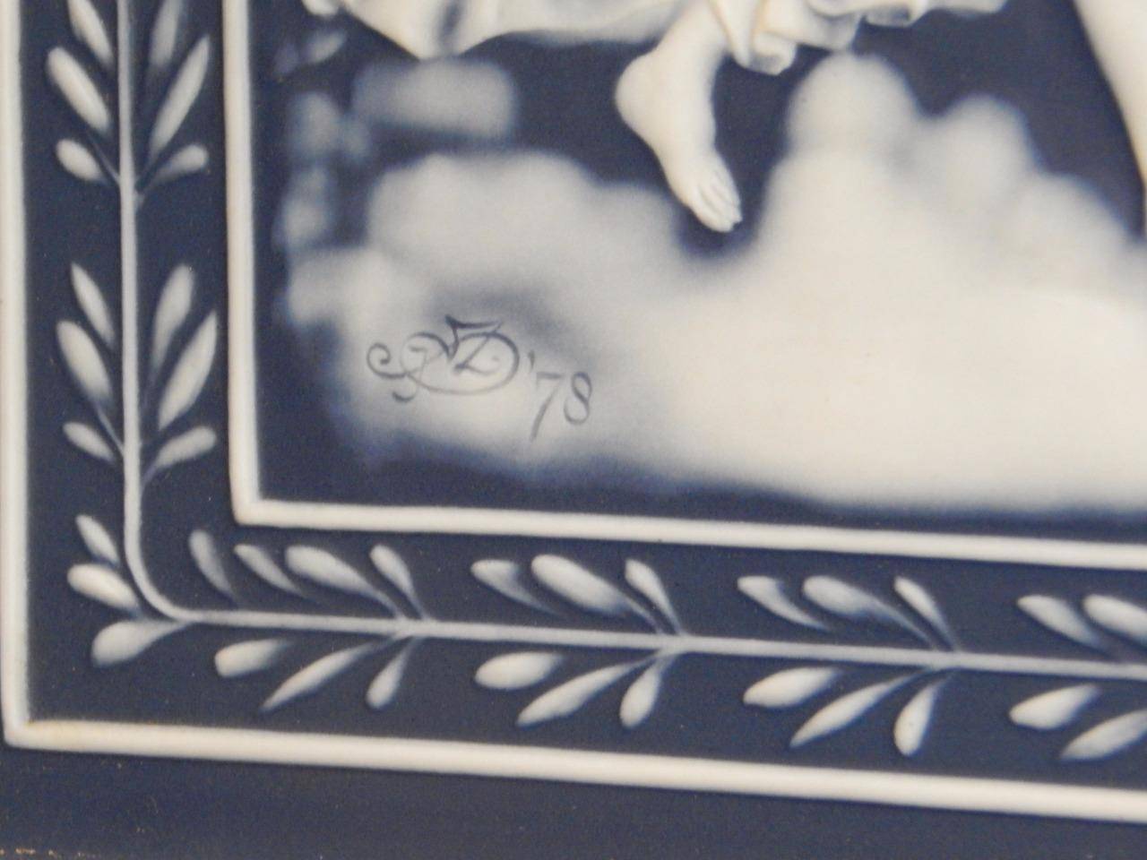 Ceramic Mettlach Villeroy & Bach Framed Jasperware Plaque of Aurora