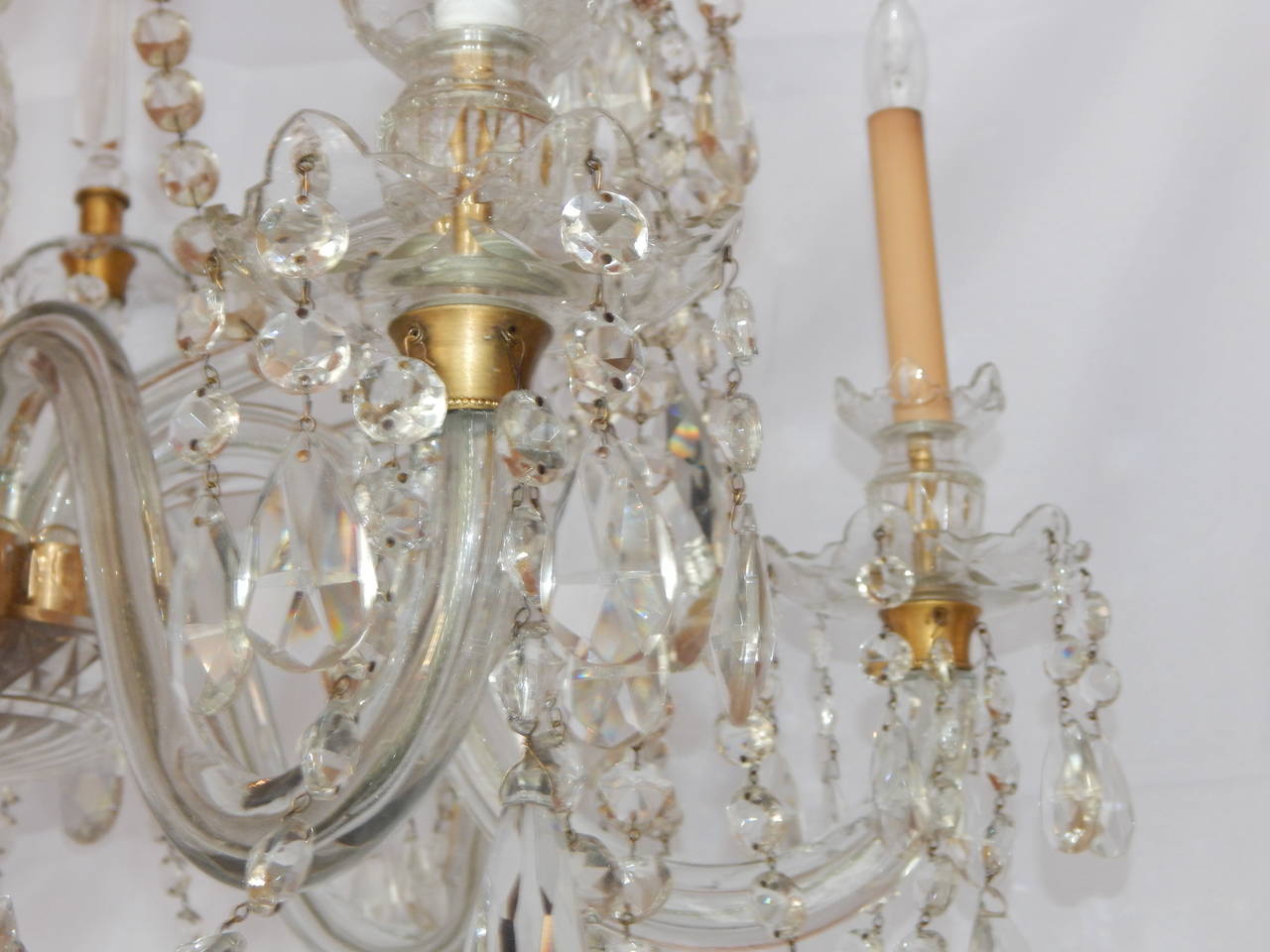 Large crystal Nine Light Chandelier, Attributed to Waterford Ca. 1900 For Sale 1