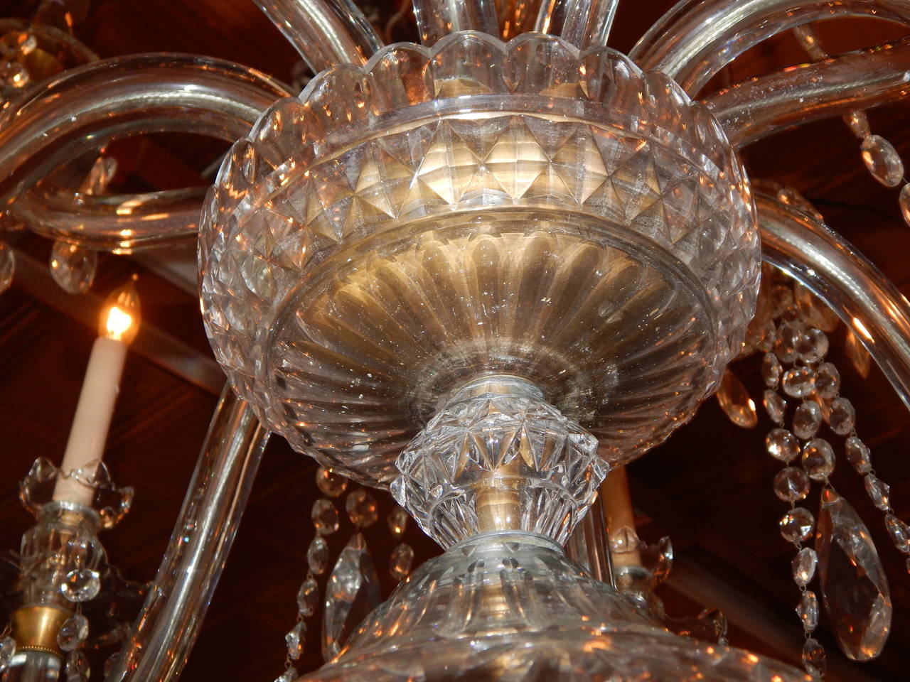 Large crystal Nine Light Chandelier, Attributed to Waterford Ca. 1900 For Sale 2