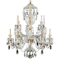 Large crystal Nine Light Chandelier, Attributed to Waterford Ca. 1900