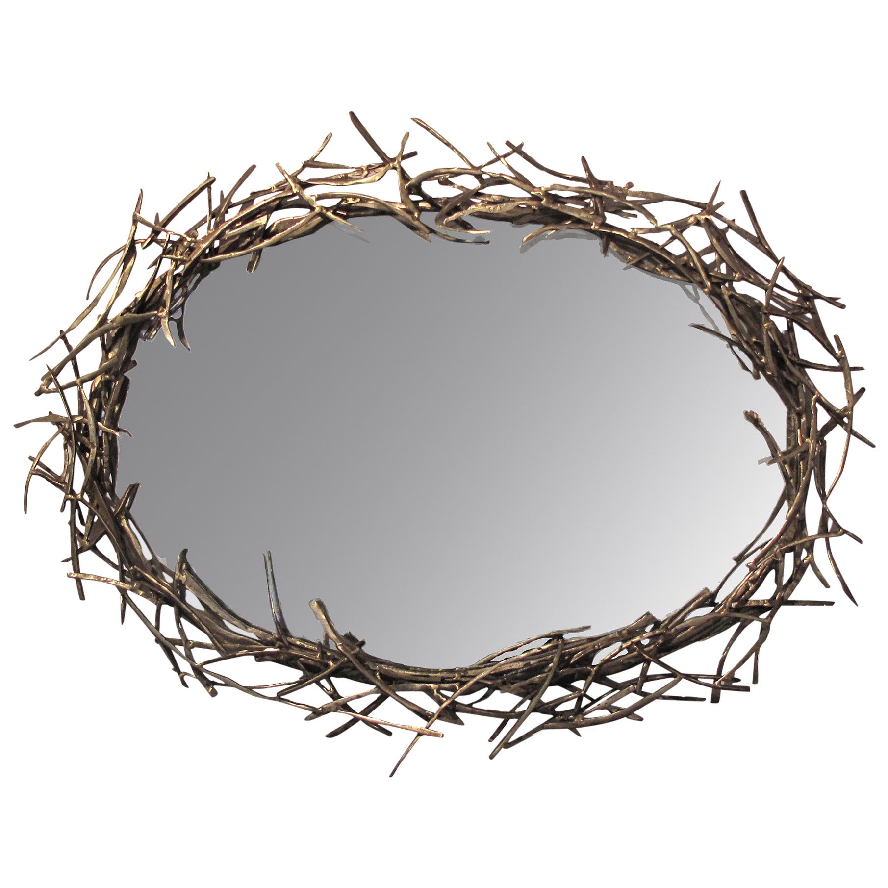 Original Bronze "Twig" Mirror by Silas Seandel