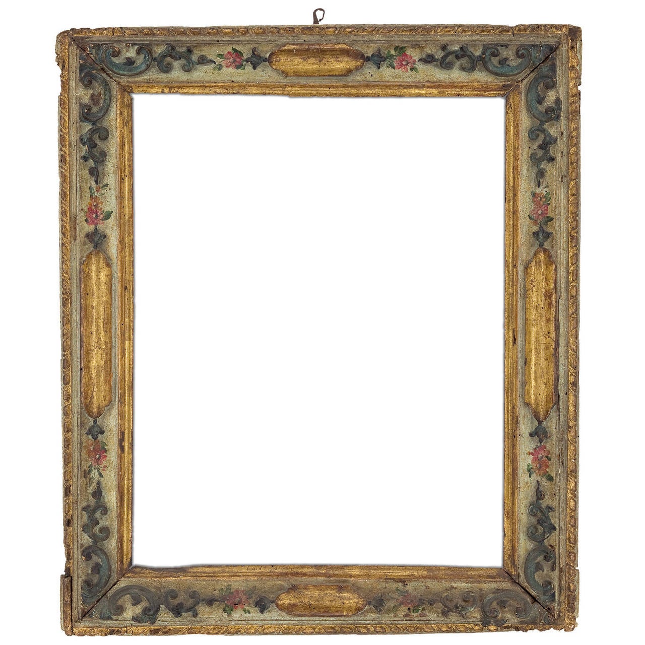 18th Century Venetian Gilt Carved and Polychrome Frame