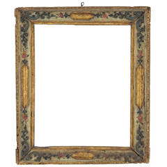 Antique 18th Century Venetian Gilt Carved and Polychrome Frame