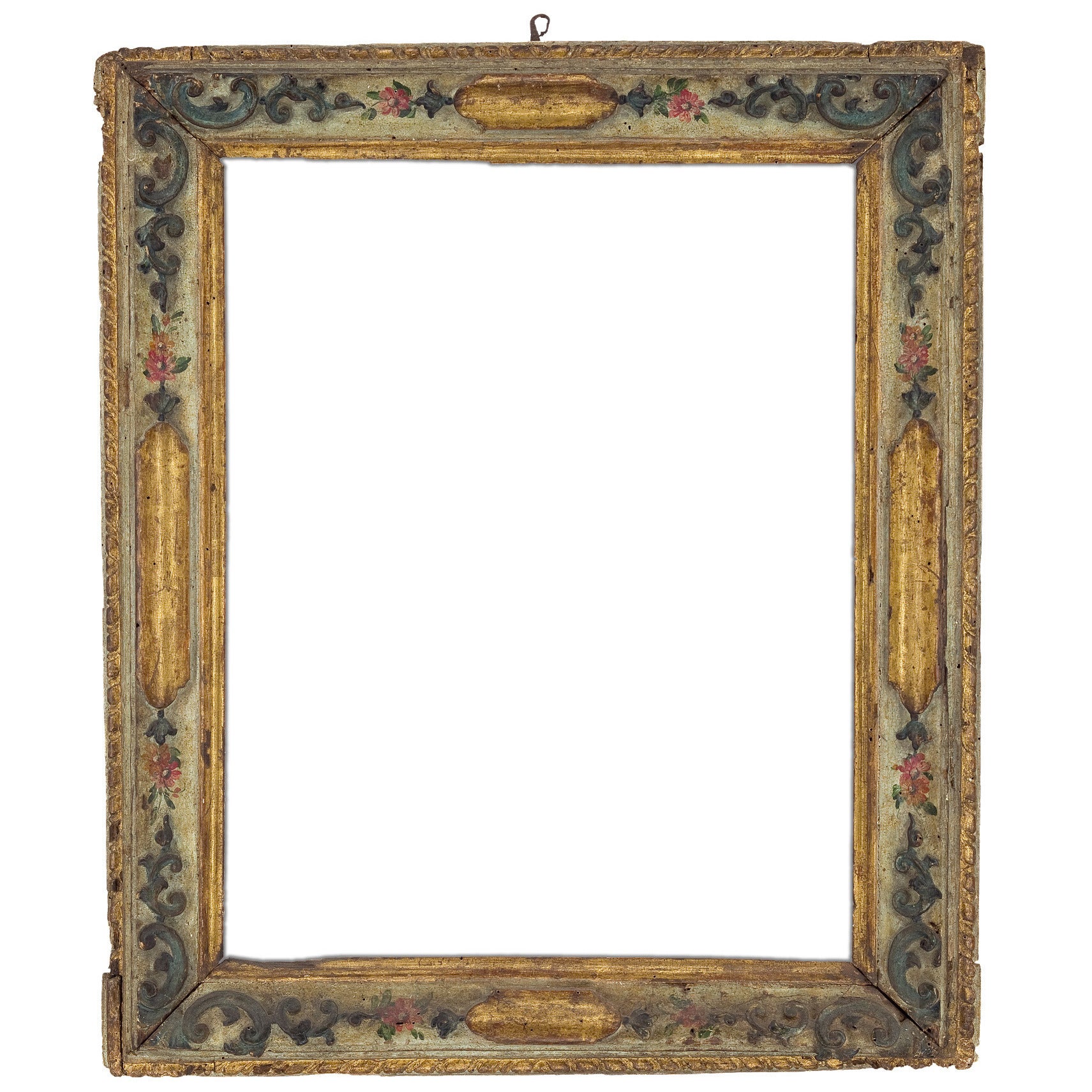 18th Century Venetian Gilt Carved and Polychrome Frame For Sale