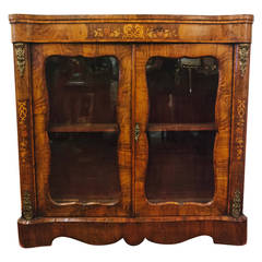 Antique 19th Century Irish Walnut Bookcase or Display Cabinet