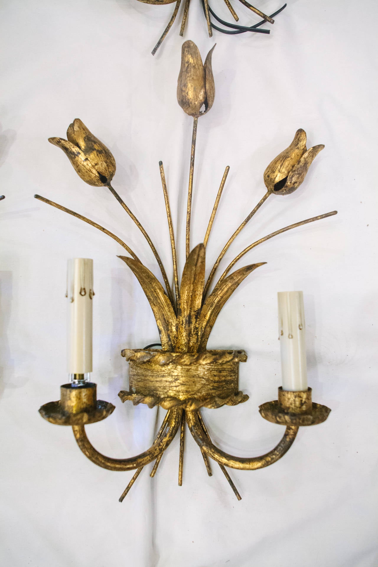 Set of Four 20th Century Gilt Metal Sconces from Barcelona In Excellent Condition In Nashville, TN
