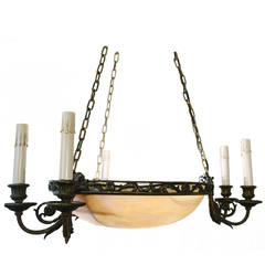 Early 20th Century French Alabaster Chandelier