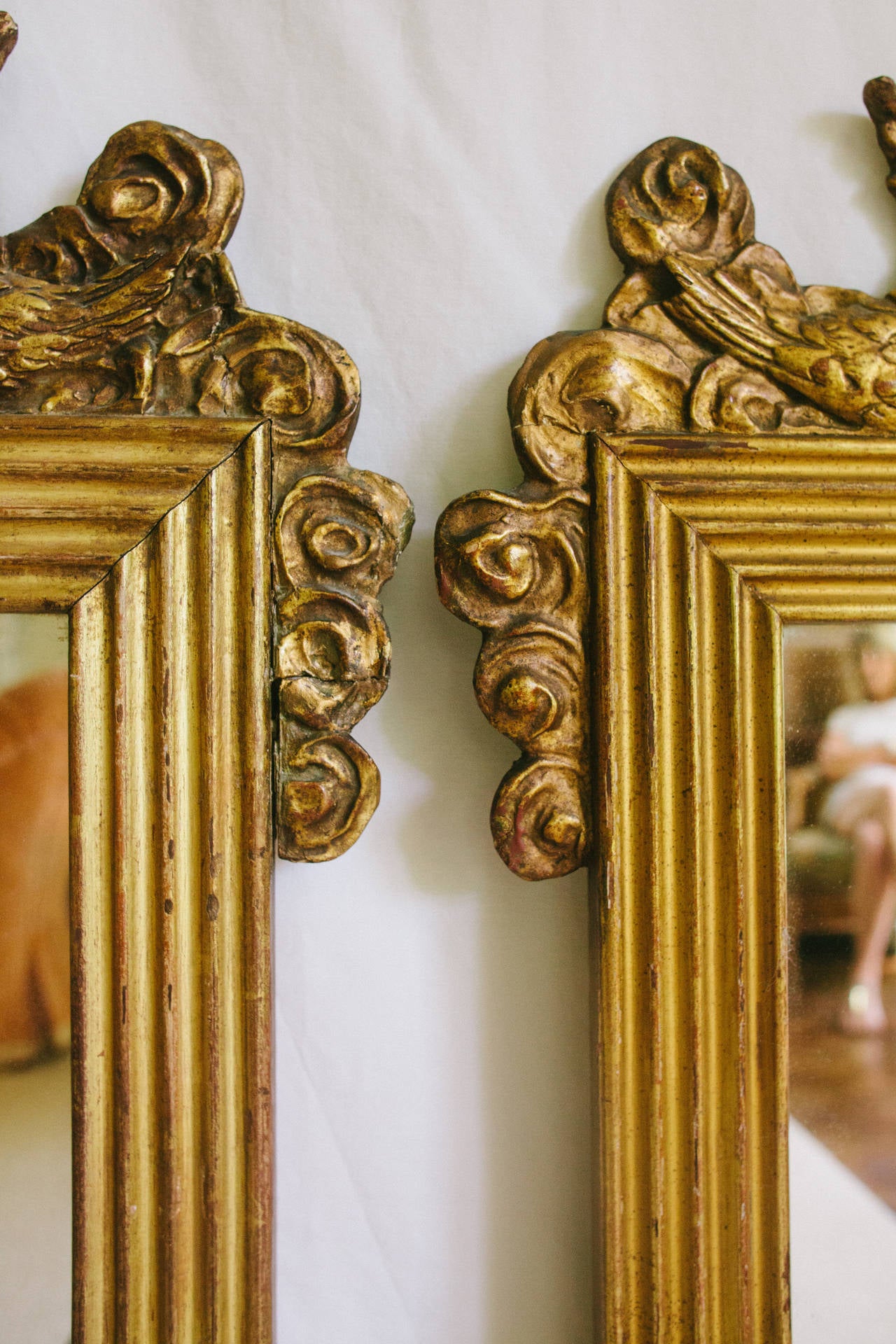 European Pair of 18th Century French Giltwood Mirrors