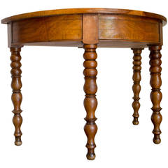 19th Century French Walnut Demilune Table