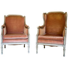 Pair of Early 20th Century Louis XVI Style Painted His / Hers Chairs